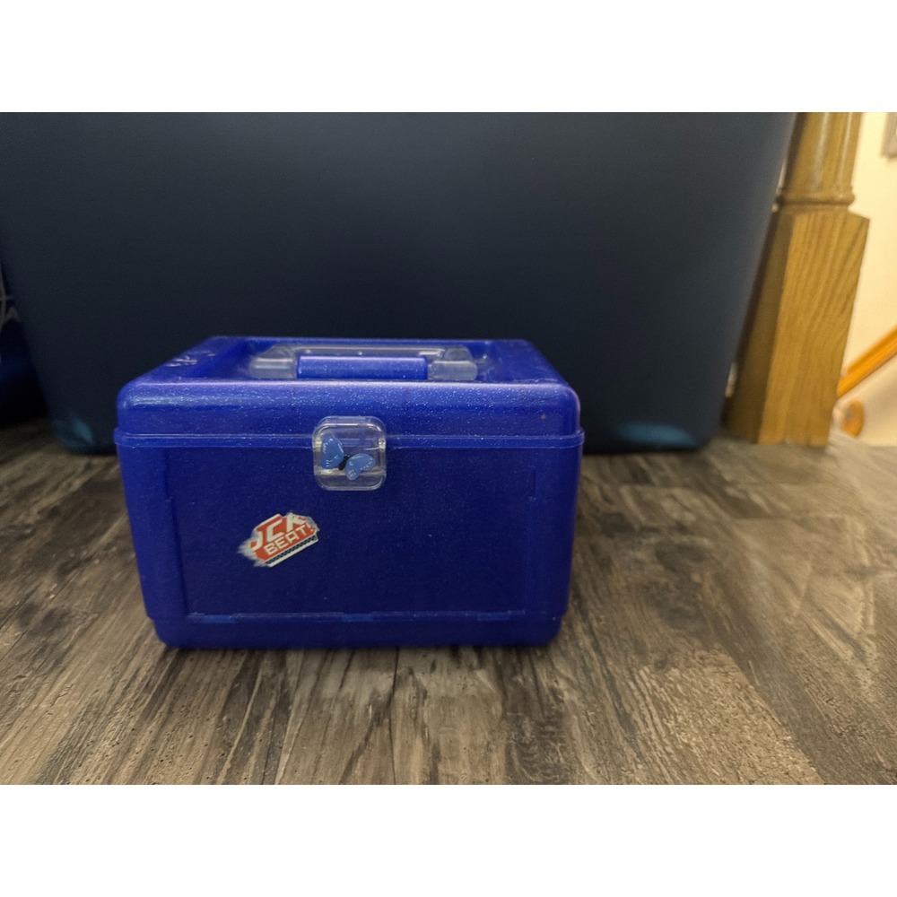 Vintage Caboodles Blue Glitter Makeup Case Y2K Retro Organizer Butterfly Latch